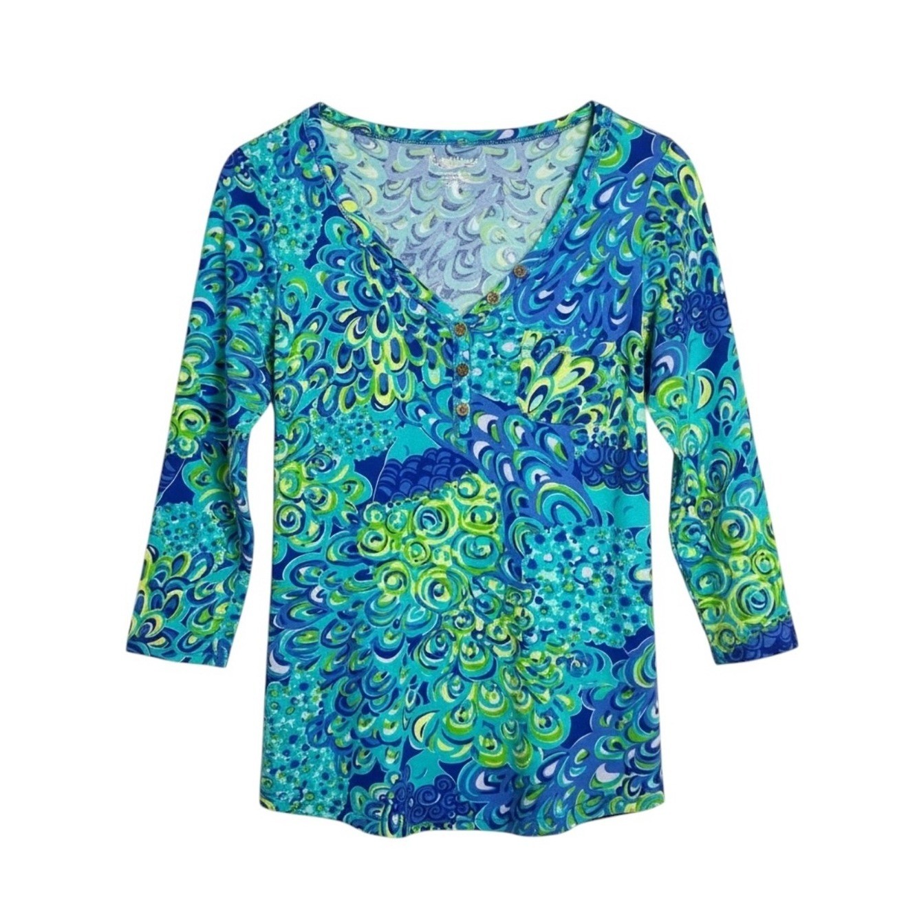 Lilly Pulitzer Palmetto Top Sea Blue Lilly Lagoon Size Medium Pima Cotton