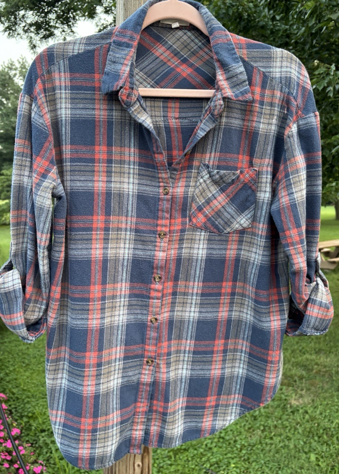 Upcycled Twenty One Pilots Button Down Flannel Top Womens Size Large Grunge Rock