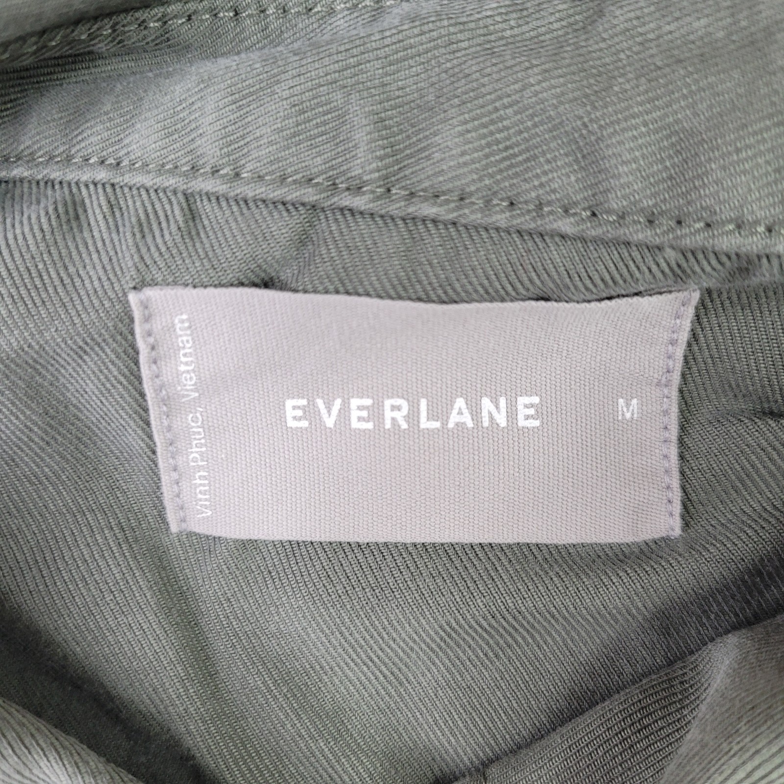 Everlane Womens M Olive Green Tencel Cotton Quarter Zip Utility Pullover Shirt
