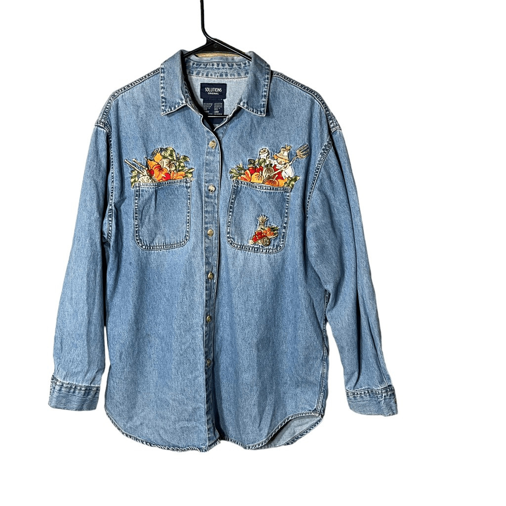 Vintage Solutions Original Fall Harvest Embroidered Button Down Size Large