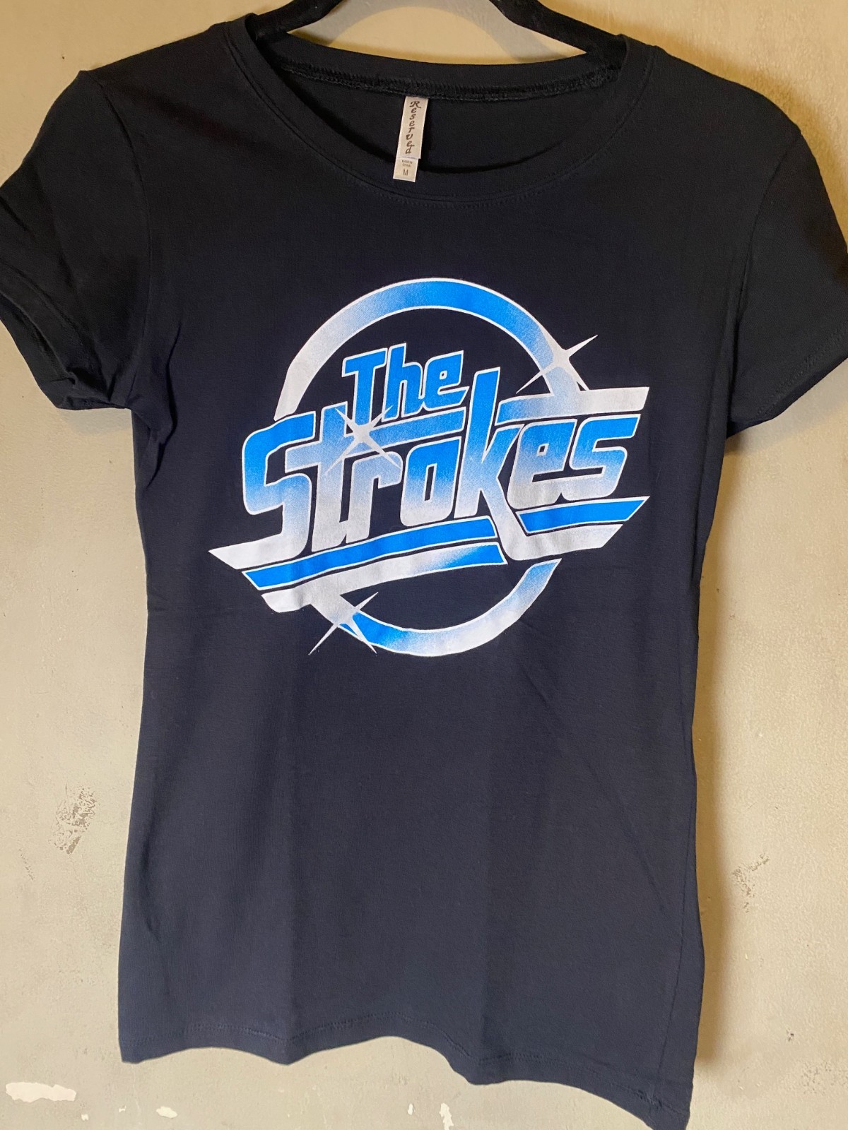 THE STROKES Woman’s Rock Band LOGO Black Stretch Graphic Tee SZ M- NWOT