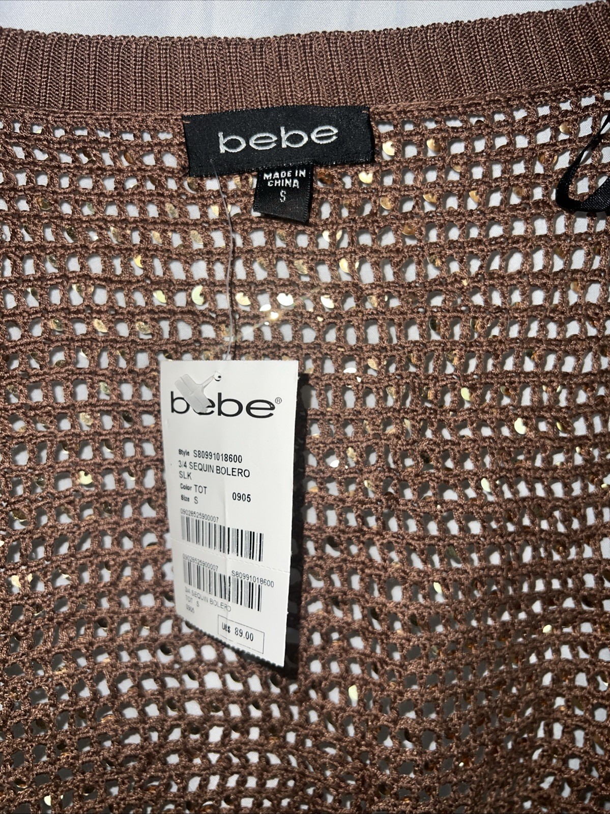 Vintage Y2K Bebe 100% Silk 3/4 Sequin Bolero NWT