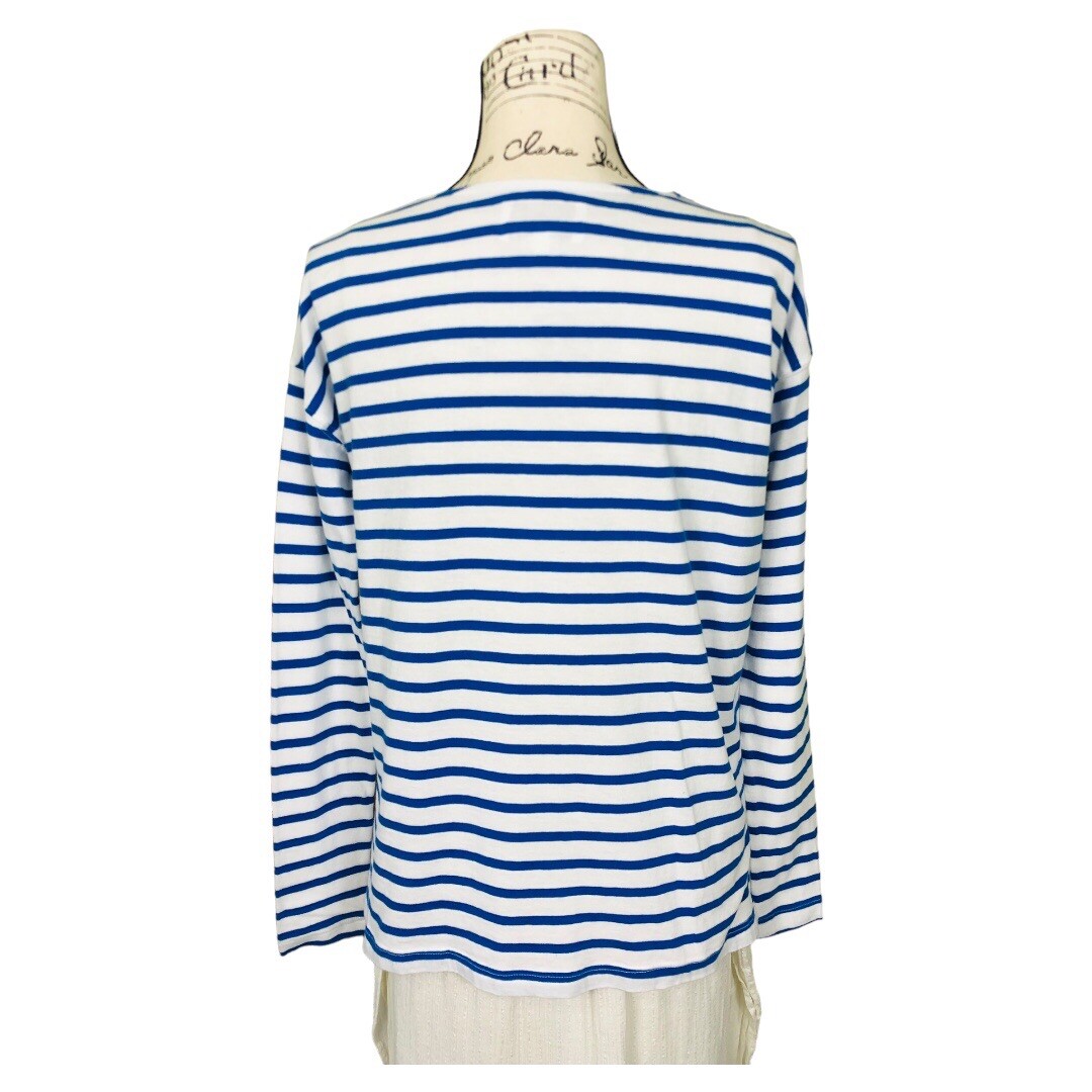 Current Elliott Stripe Long Sleeve Tee Size 0 Medium Blue White Knit Cotton
