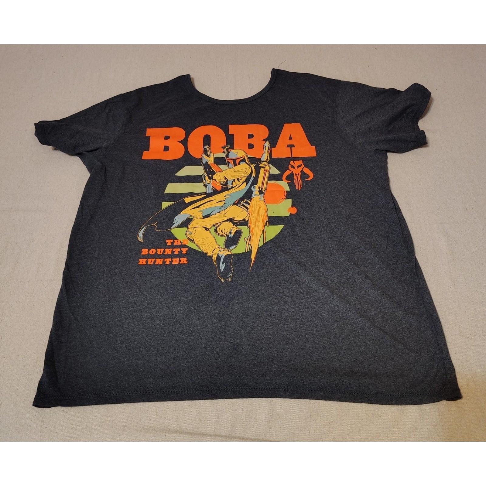 Disney Star Wars Boba Fett The Bounty Hunter Graphic Tee Charcoal Gray Large