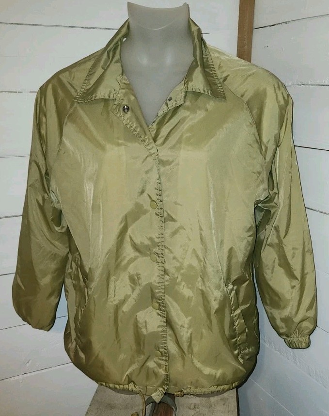 Anthony Richards Windbreaker Jacket Size Women’s Large Long Sleeves Gold Snap
