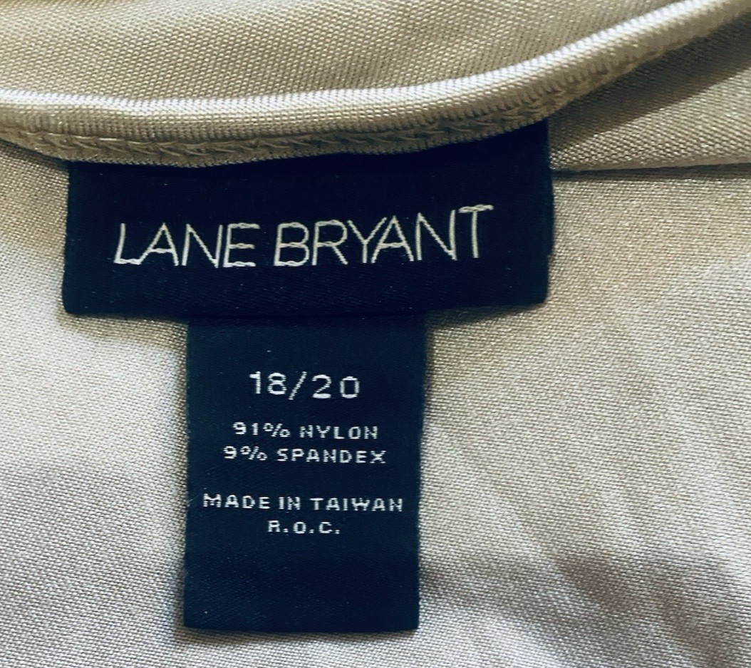 Women’s Size 18 20 Tank Top Cami Lane Bryant Beige/Gold Shiny Silky Stretch