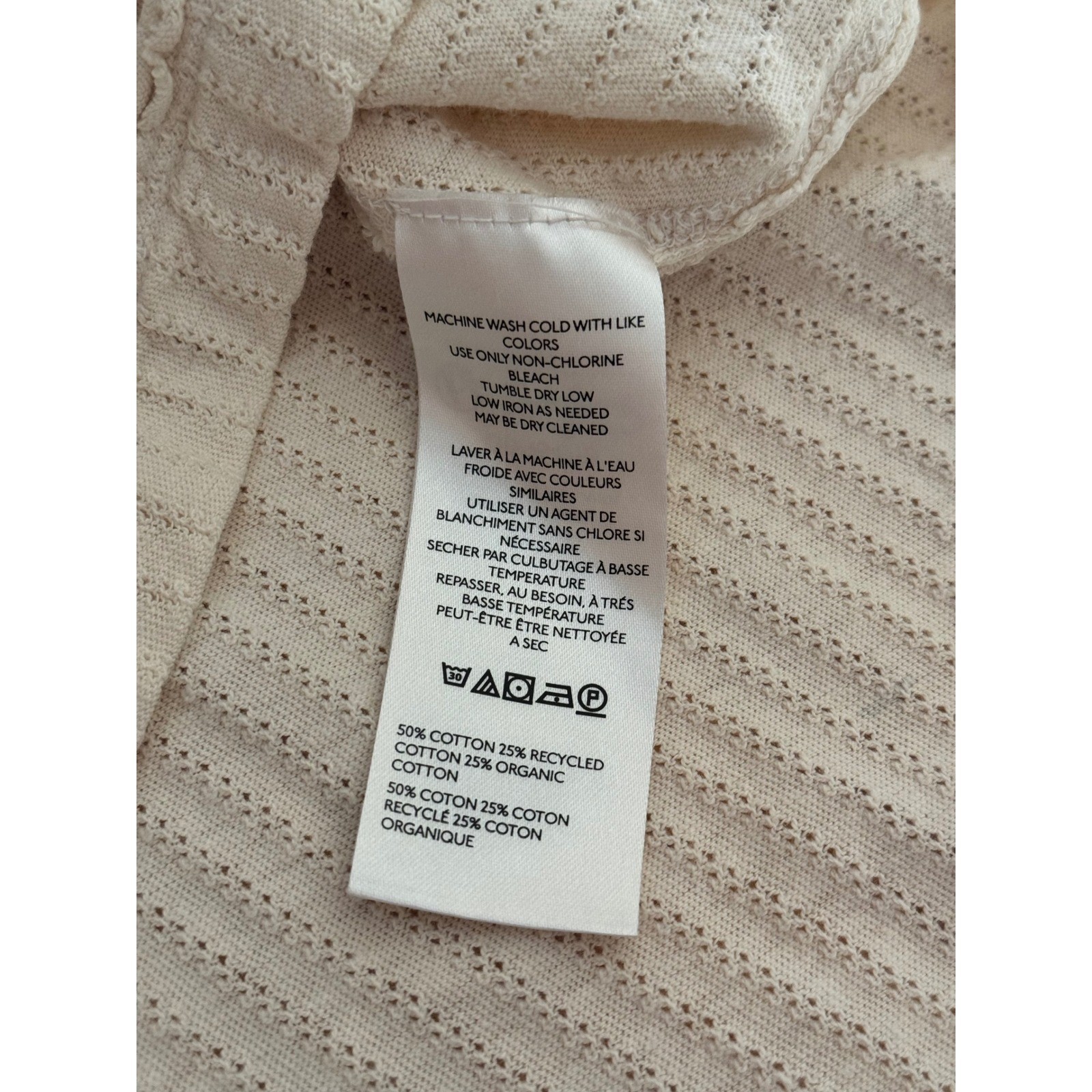 We The Free Free People tulum Cream Waffle Knit Oversized Thermal Pocket Tee XS
