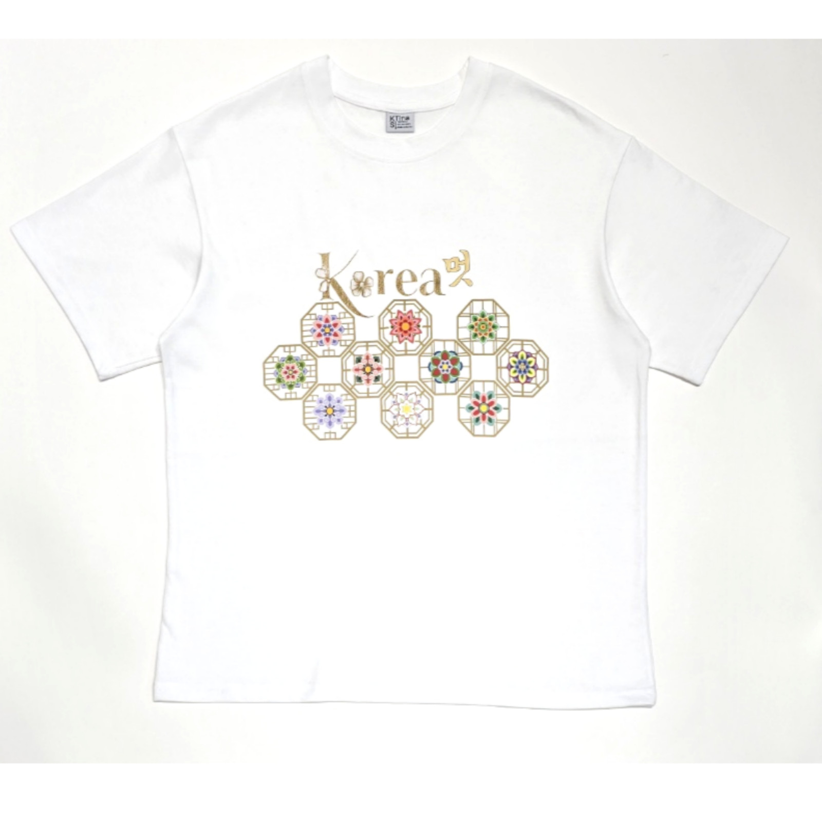 Unisex Cotton 100% Essence Korea DanCheong White Tee Black Shot Sleeve T-Shirt