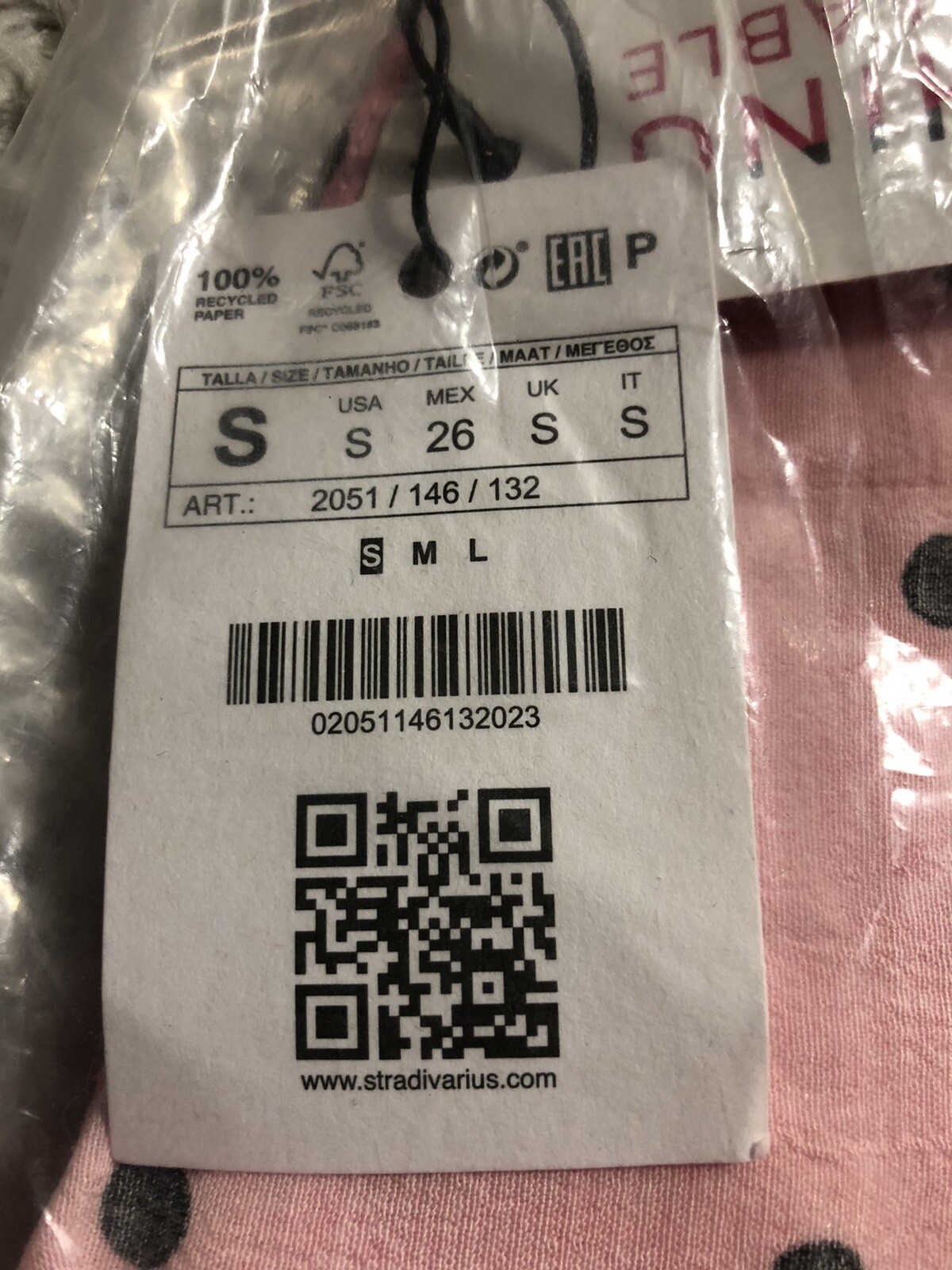 stradivarius v neck blouse In Pink With Dots. Size M. NWT