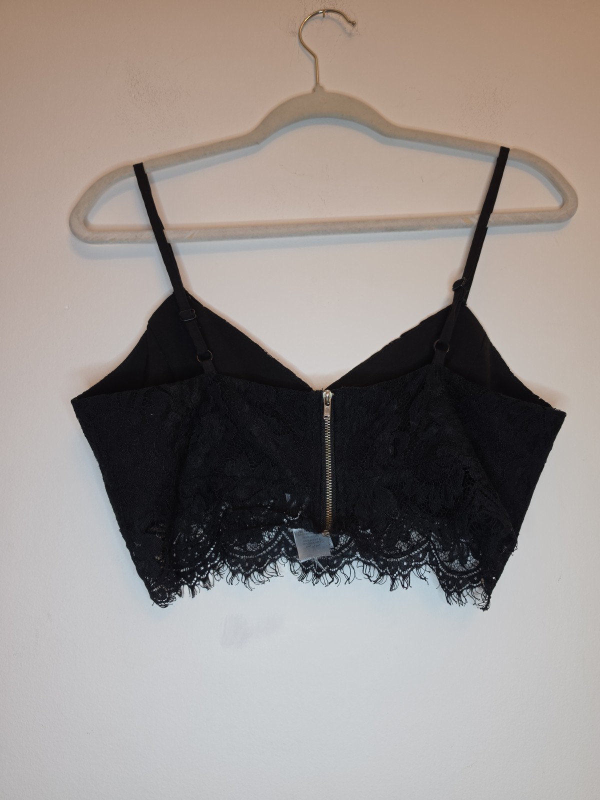 Black Sexy Lace Crop Wrap Eyelash Bralet Bralette Top Shirt Lingerie Size 10 UK