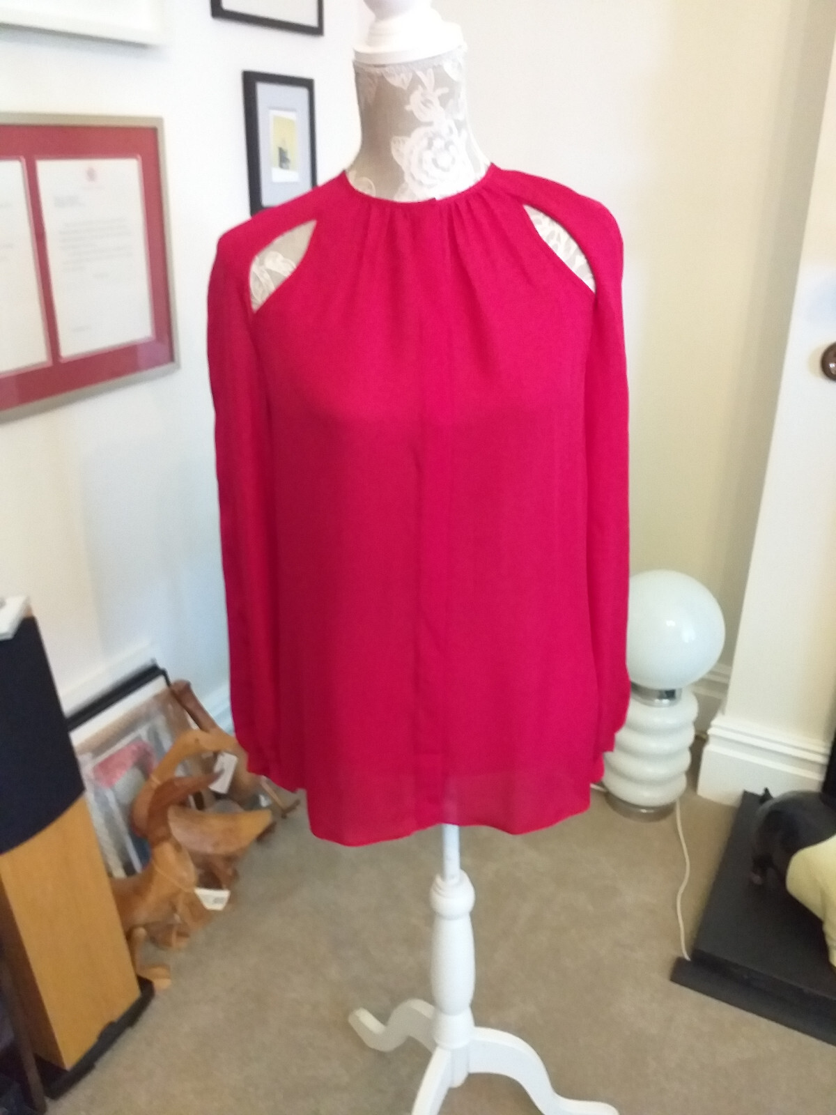 Tamara Mellon red silk top blouse size 8