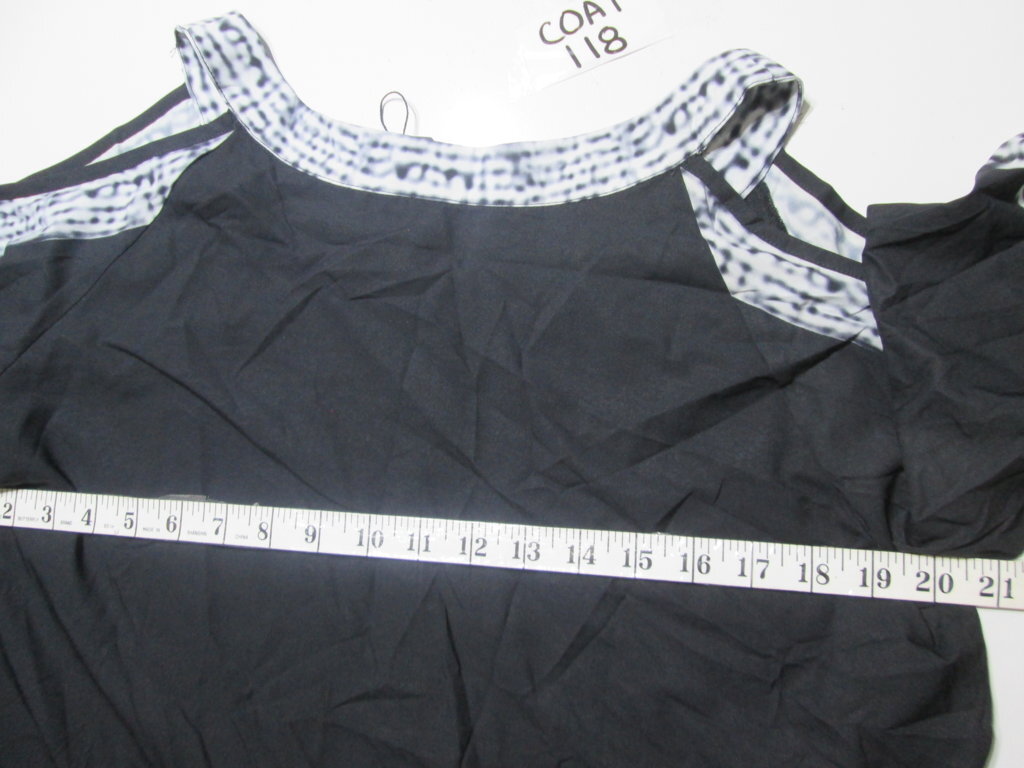 NWT Sheilay Womens Size XL Elbow Sleeve Shirt Black Slit Shoulder Loose Fit
