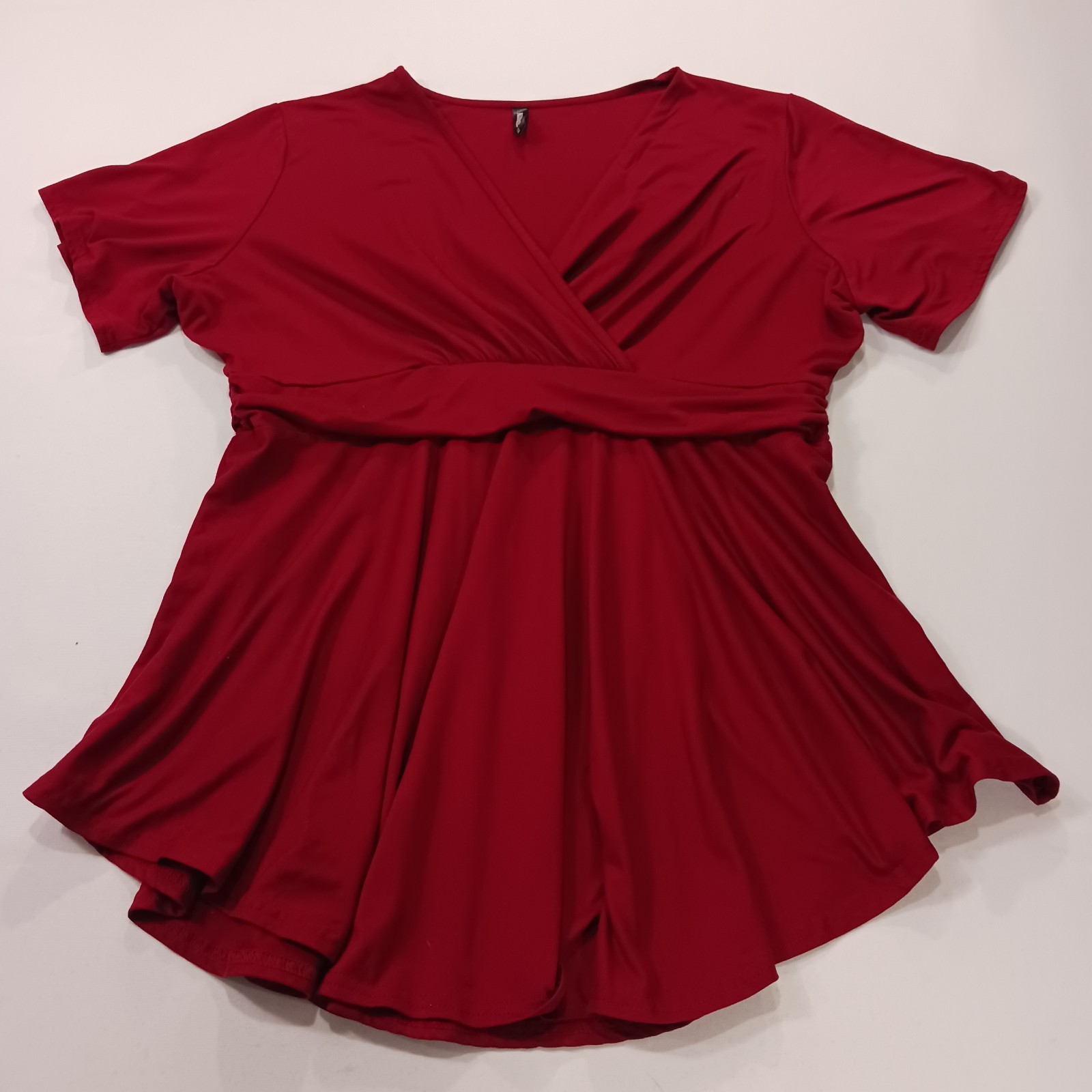 Allegrace Women’s Red Stretch Short Sleeve Casual Top Blouse Size 1X