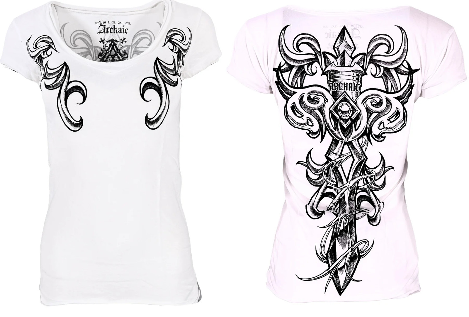 Archaic by Affliction Women’s T-shirt Killer Widow Biker Tattoo