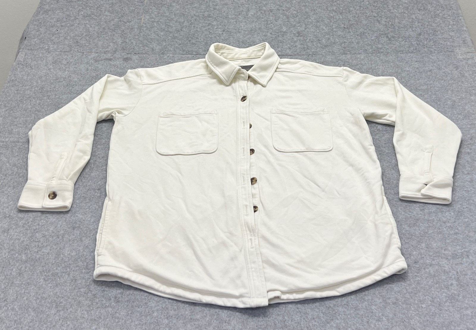 Natural Reflections Women’s Cream Off-White Button Down Shirt Jacket L/G XCZBNVC