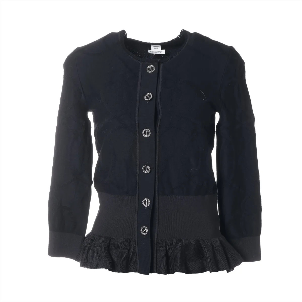 Hermès Wool & Nylon Cardigan 36 Ladies’ Black 5H2725DF Overseas parallel import