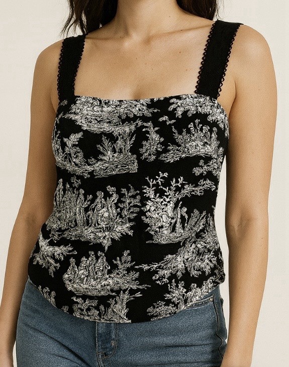 Thirty Thirty LA Toile Print Ruched Top – Small NWT