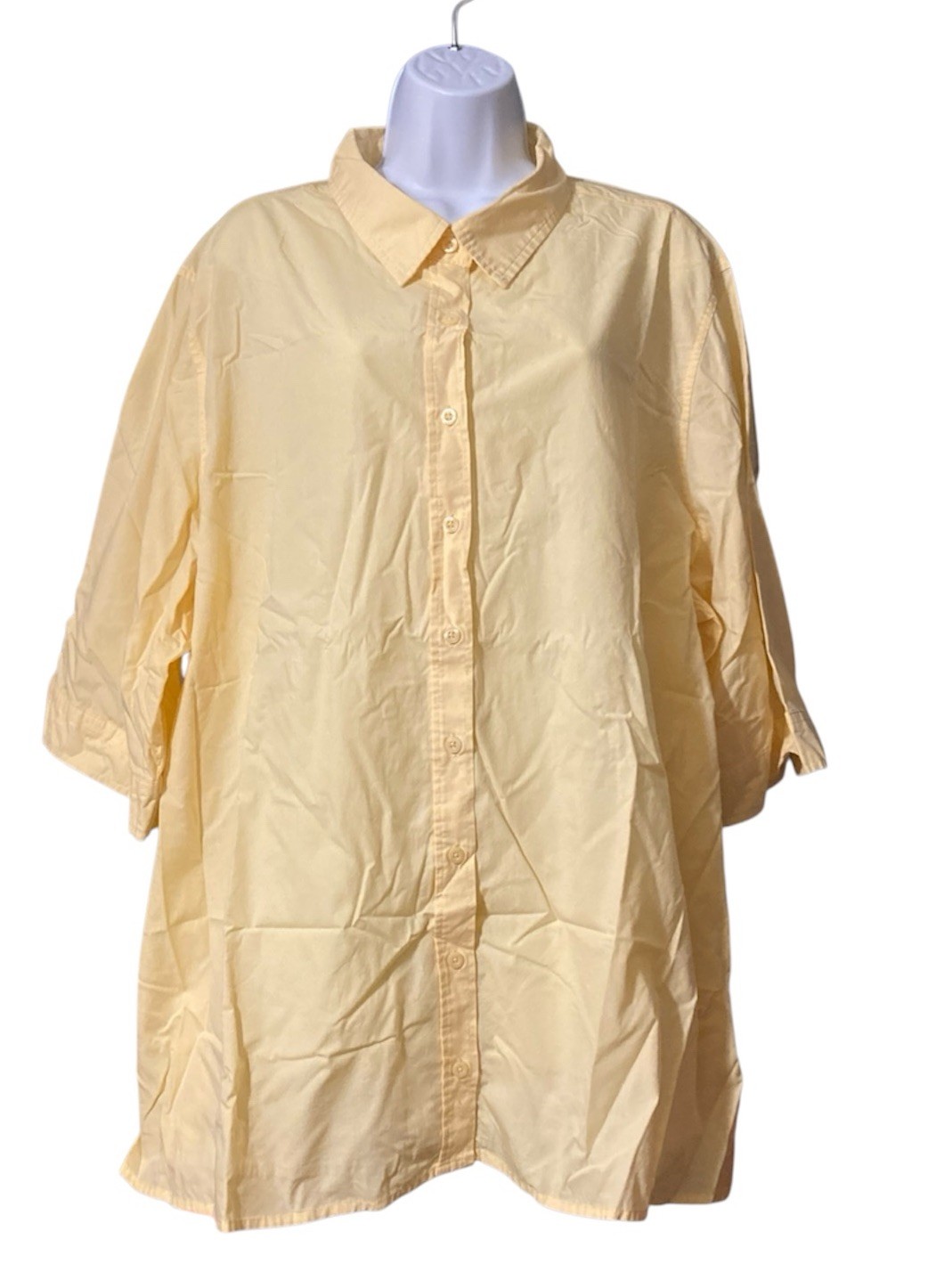 American Sweetheart Women Short Sleeve Button Up Yellow Shirt Sz 4x