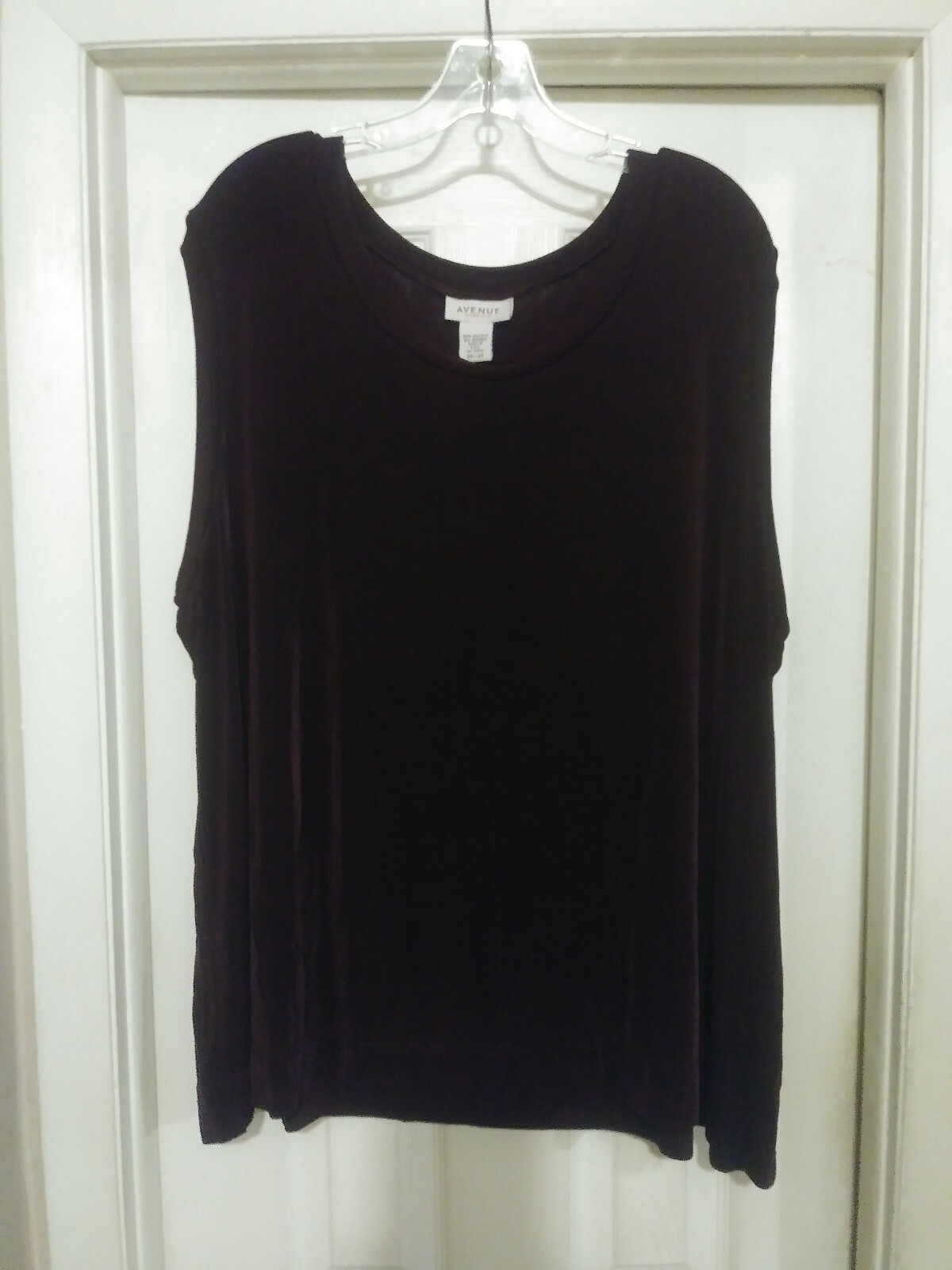 Avenue Stretch Women’s Burgundy Acetate Blend Cuffed Sleeveless Top SZ 30/32