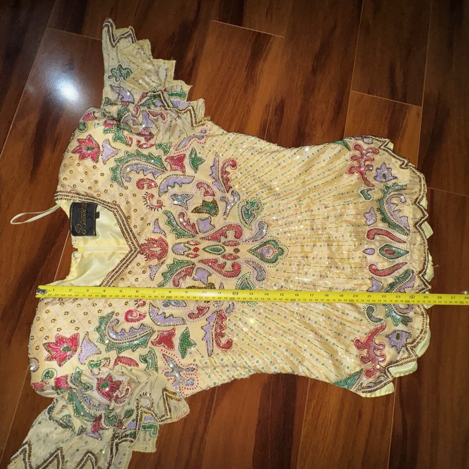 Ramana Pure Silk Beaded Embroidered Boho Top Vintage Festival Size 10 Hippie