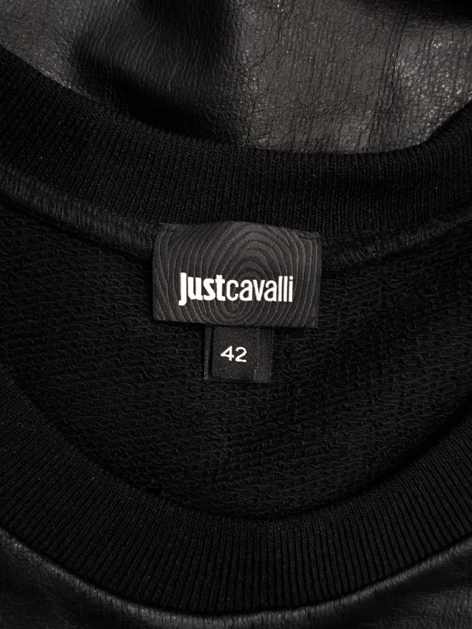 JUST CAVALLI eco-leather sweatshirt decorated with stones and rhinestones M – L