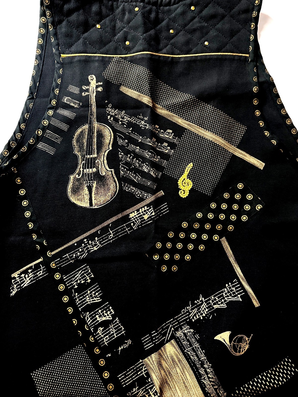 Vintage 80s Black Vest Gold Eclectic Music Kristin J Nostalgia Oversized Small