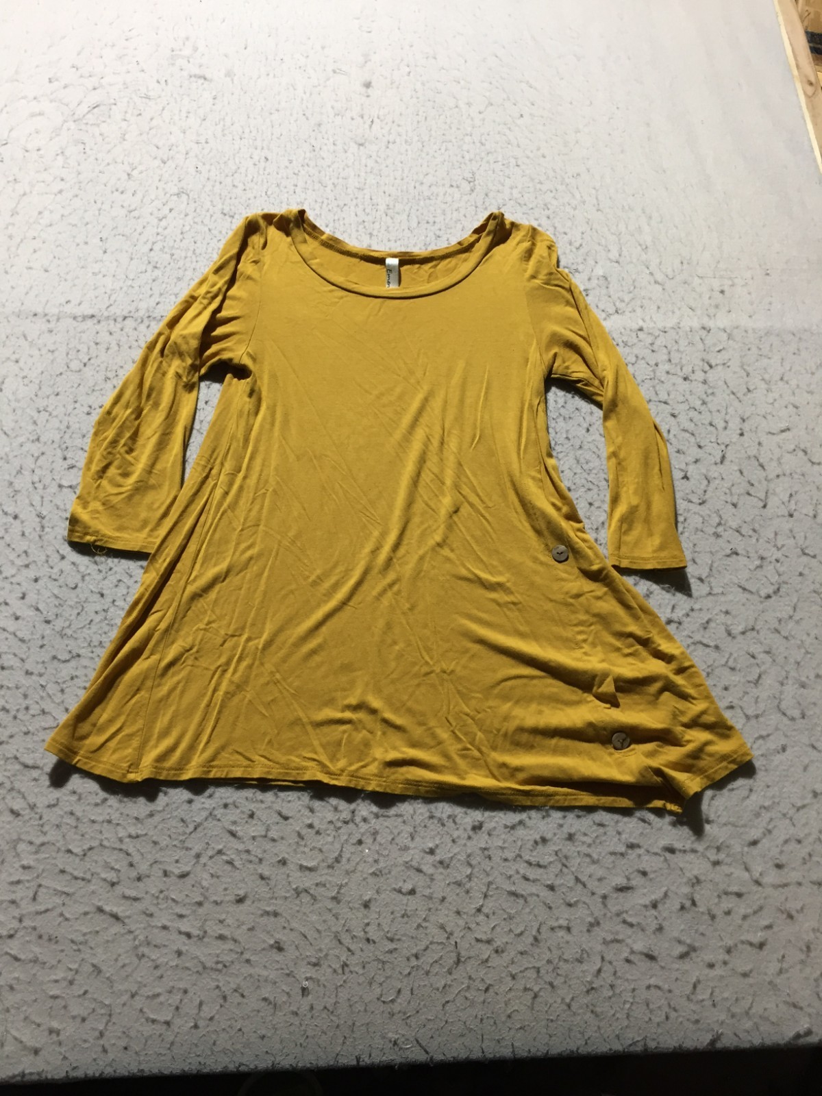 Emerald Tunic Shirt Womens M Medium Mustard Yellow Long Slv Scoop Flare Bottom