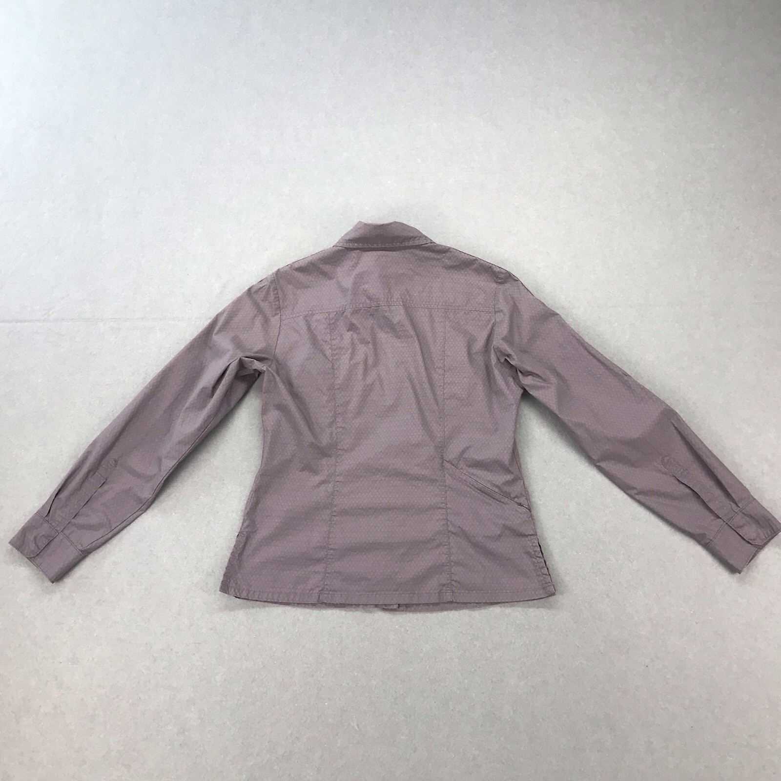 REI Top Womens M Purple Gorpcore Hiking Shirt Roll Tabs Zip Pocket Outdoor