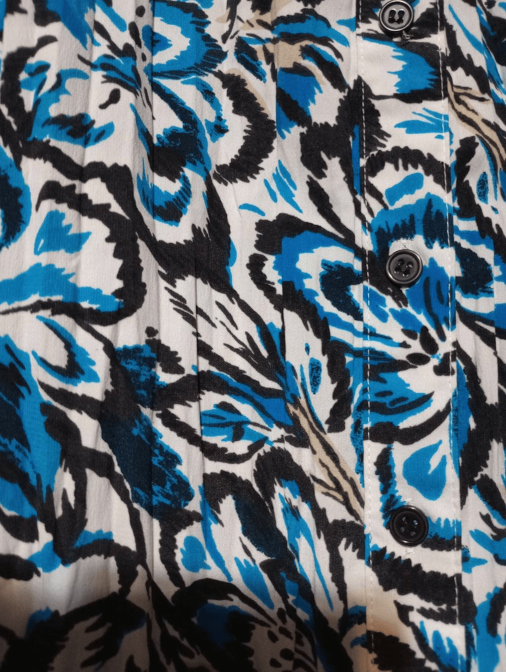 East 5th Woman Blue Floral Pleated Sleeveless Button Down Blouse Top 2X