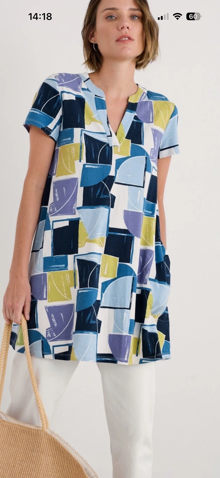 Seasalt Women’s S/S Wreathe Tunic Block Shapes Bilberry plus 26/28 Rrp £49.95