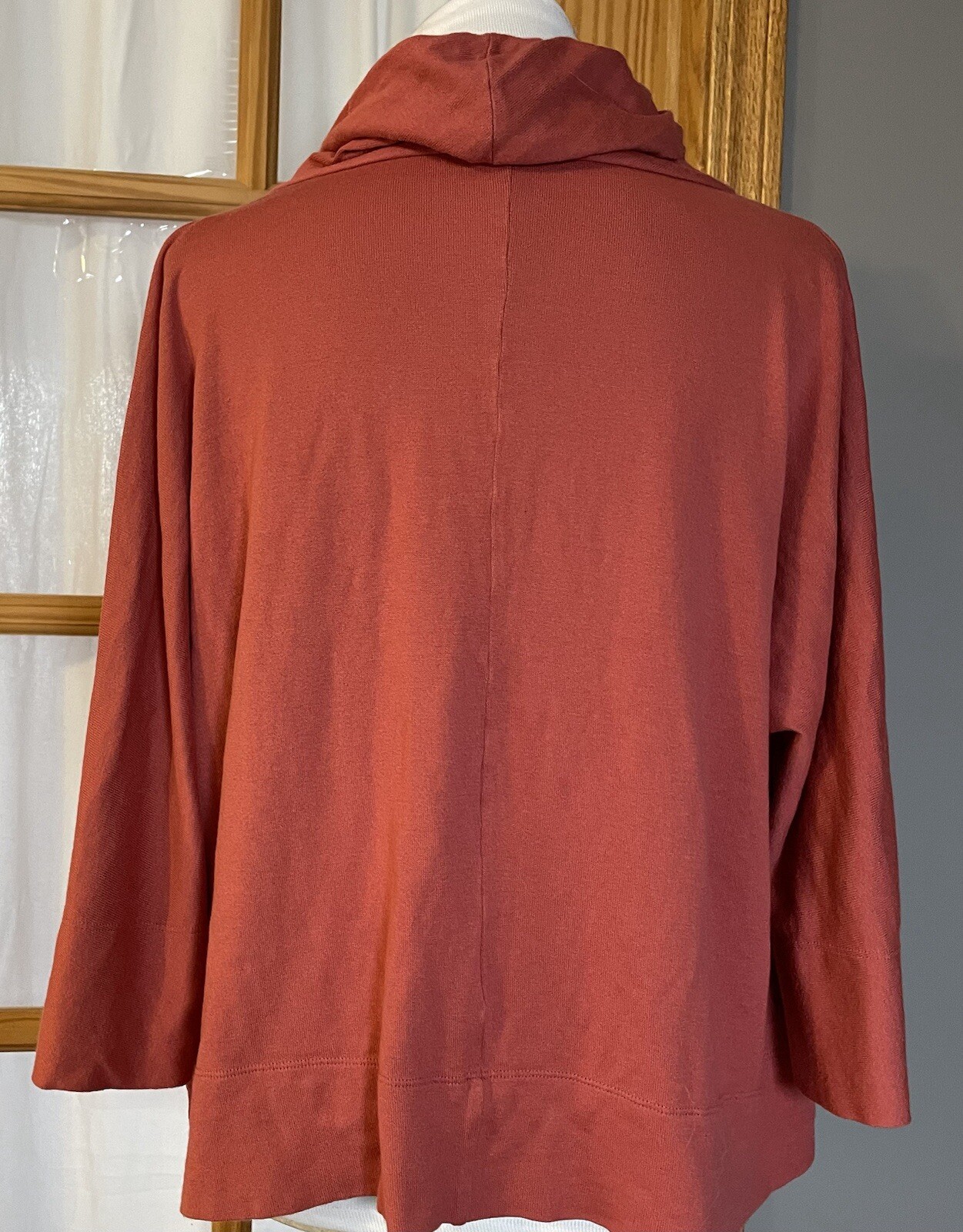 J Jill Pullover Crop Top Womens Sz L Cowl Neck Long Sleeve Rustic Brown Classic