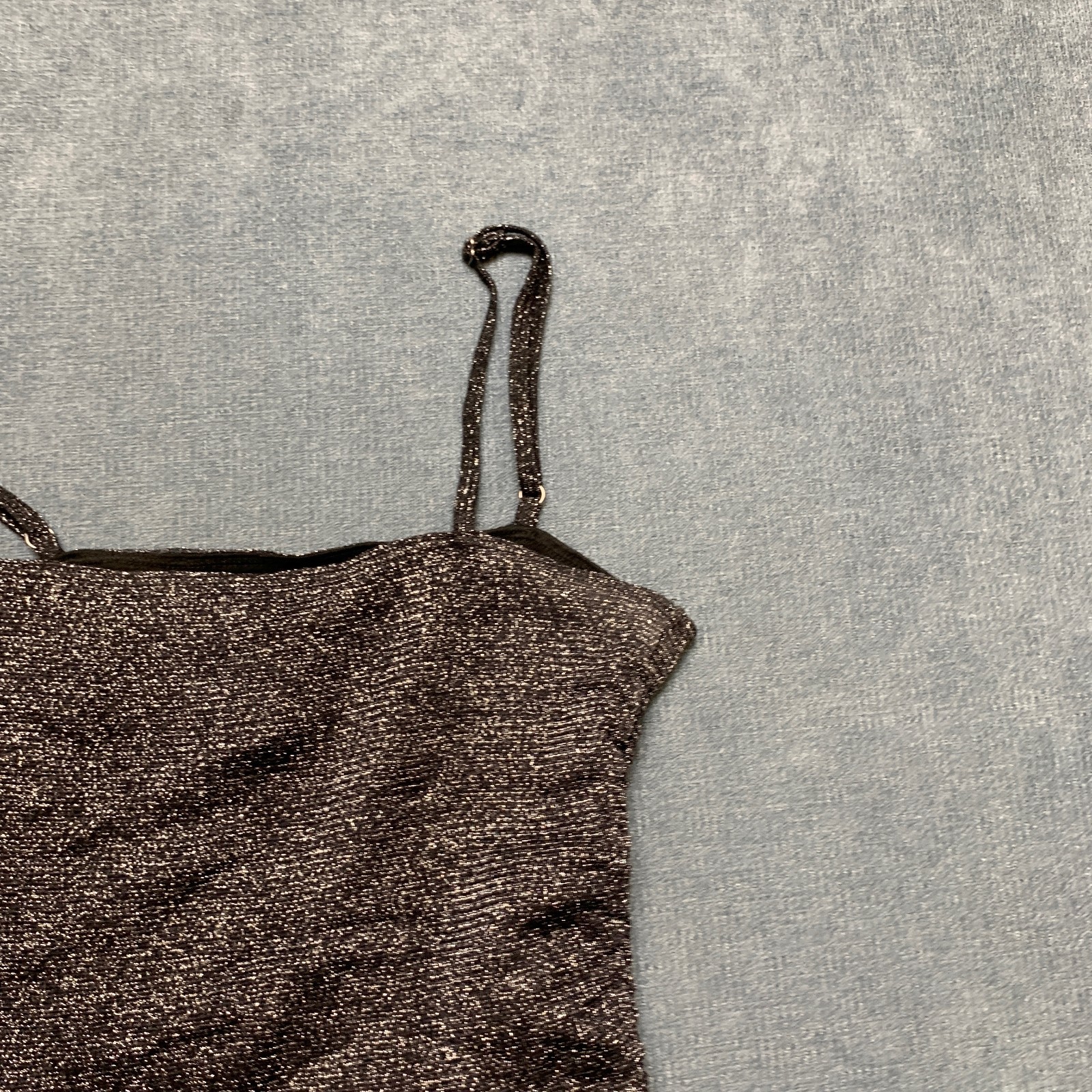 Hollister Cropped Camisole Top Womens Large Gray Lined Sparkles & Cinch Side