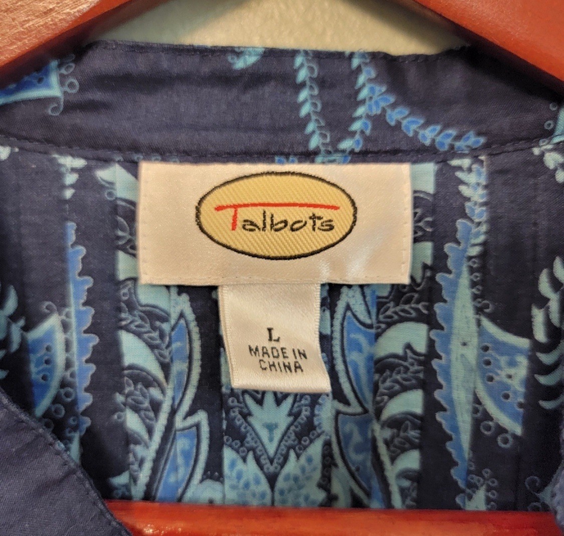 Vintage Talblots Womens Size Large Sequin V Neck Pleated Office Siren Career Top