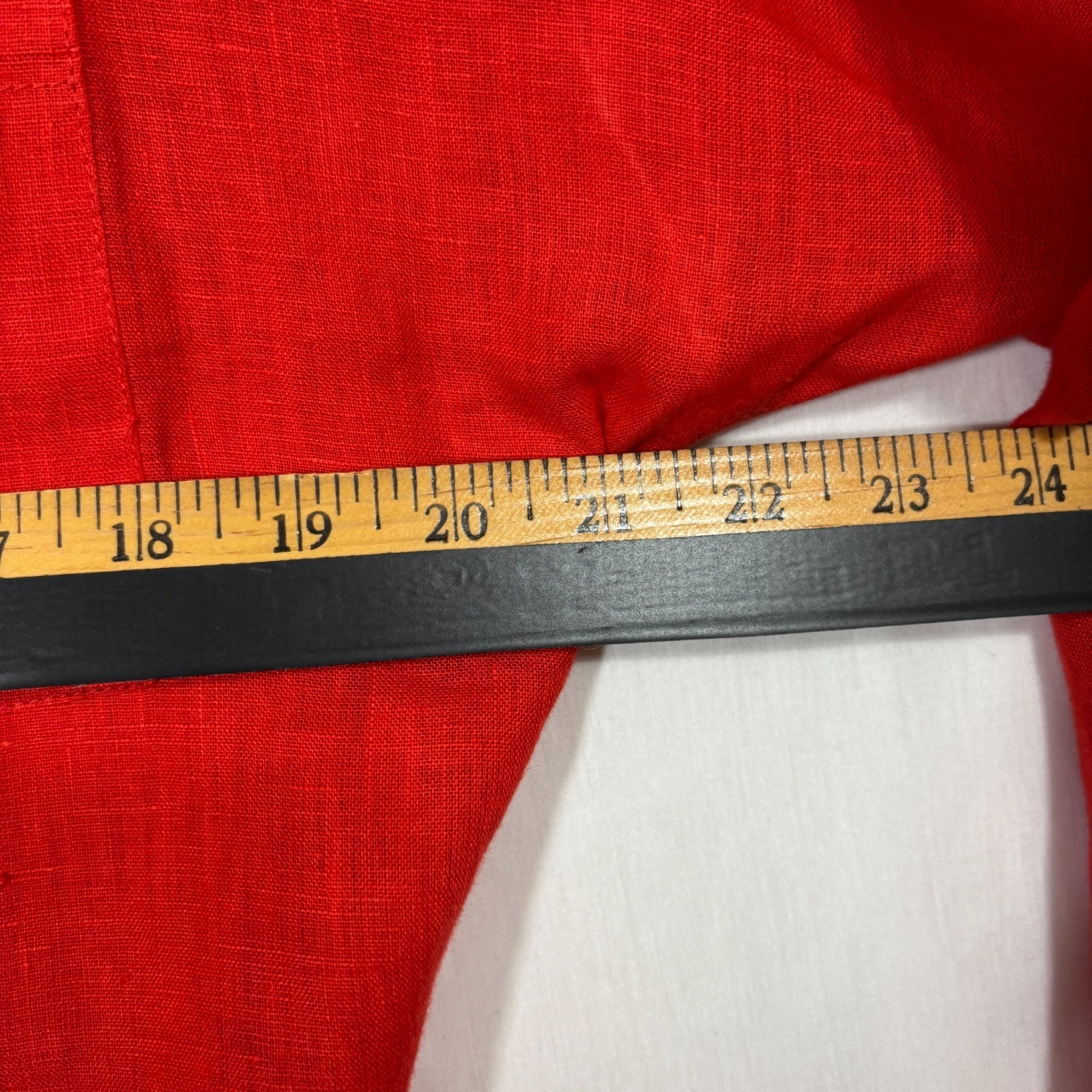 I. Magnin Blouse Red Linen Button Up Vintage Ornate Buttons Career Classic 12