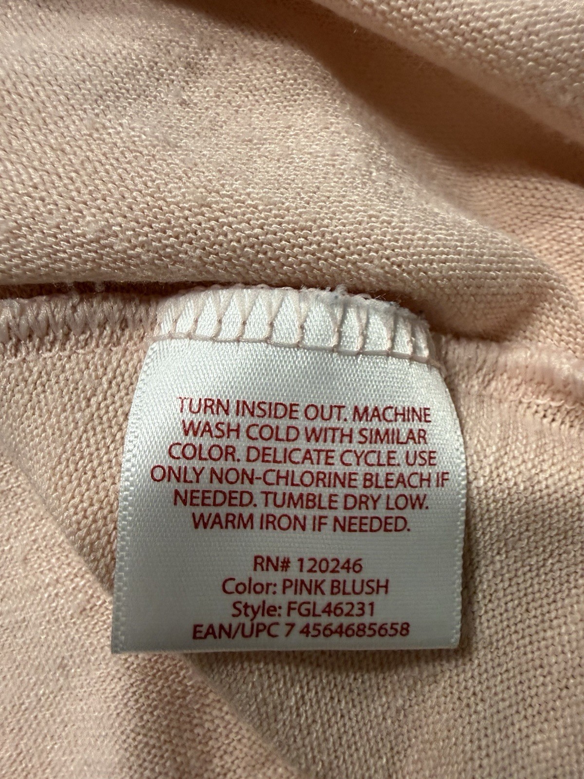 Faded Glory Pink Blush Asymmetrical Hem Knit Top XL 16-18