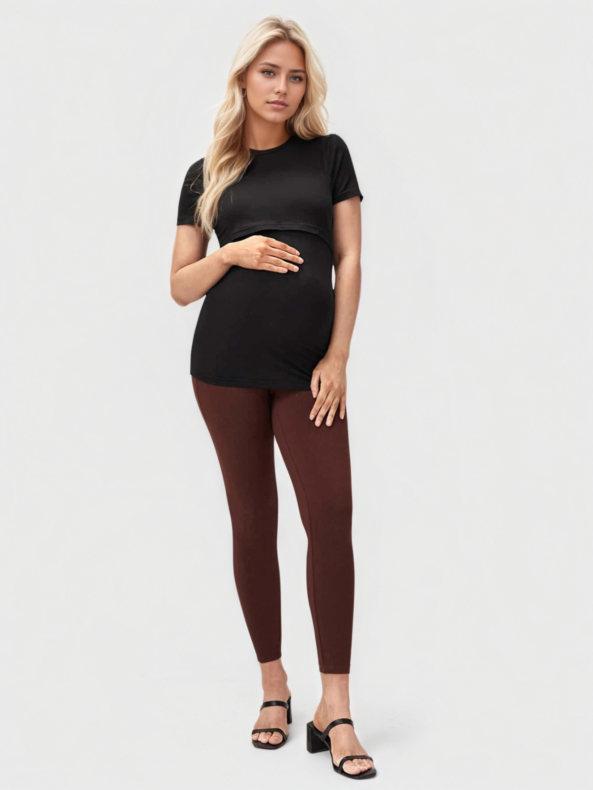 Nursing Tops Breastfeeding Maternity Shirts Short Sleeve Stretchy Double Layer