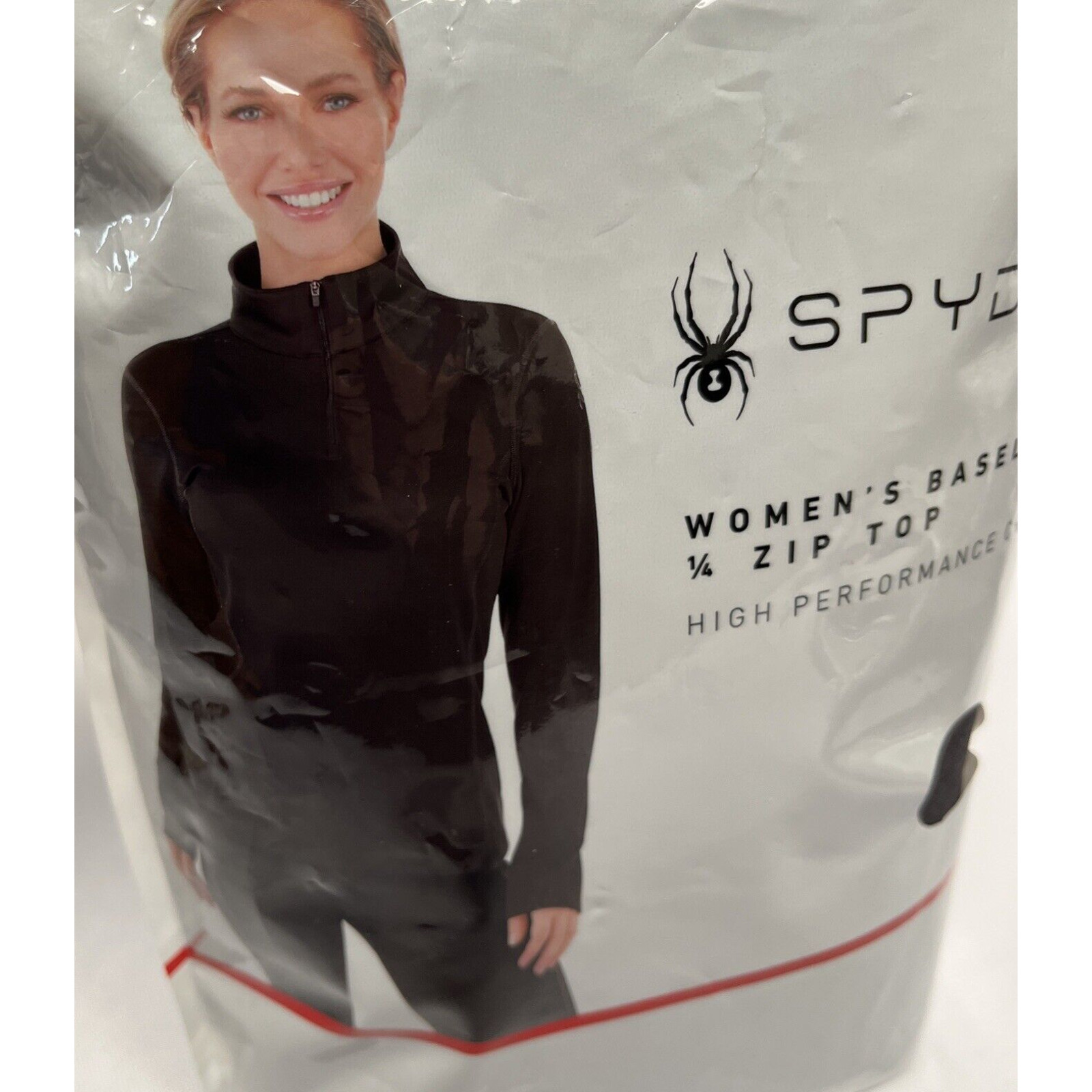 Spyder Womens Baselayer Top Shirt Color Black Size L High 1/4 Zip Hi Performance