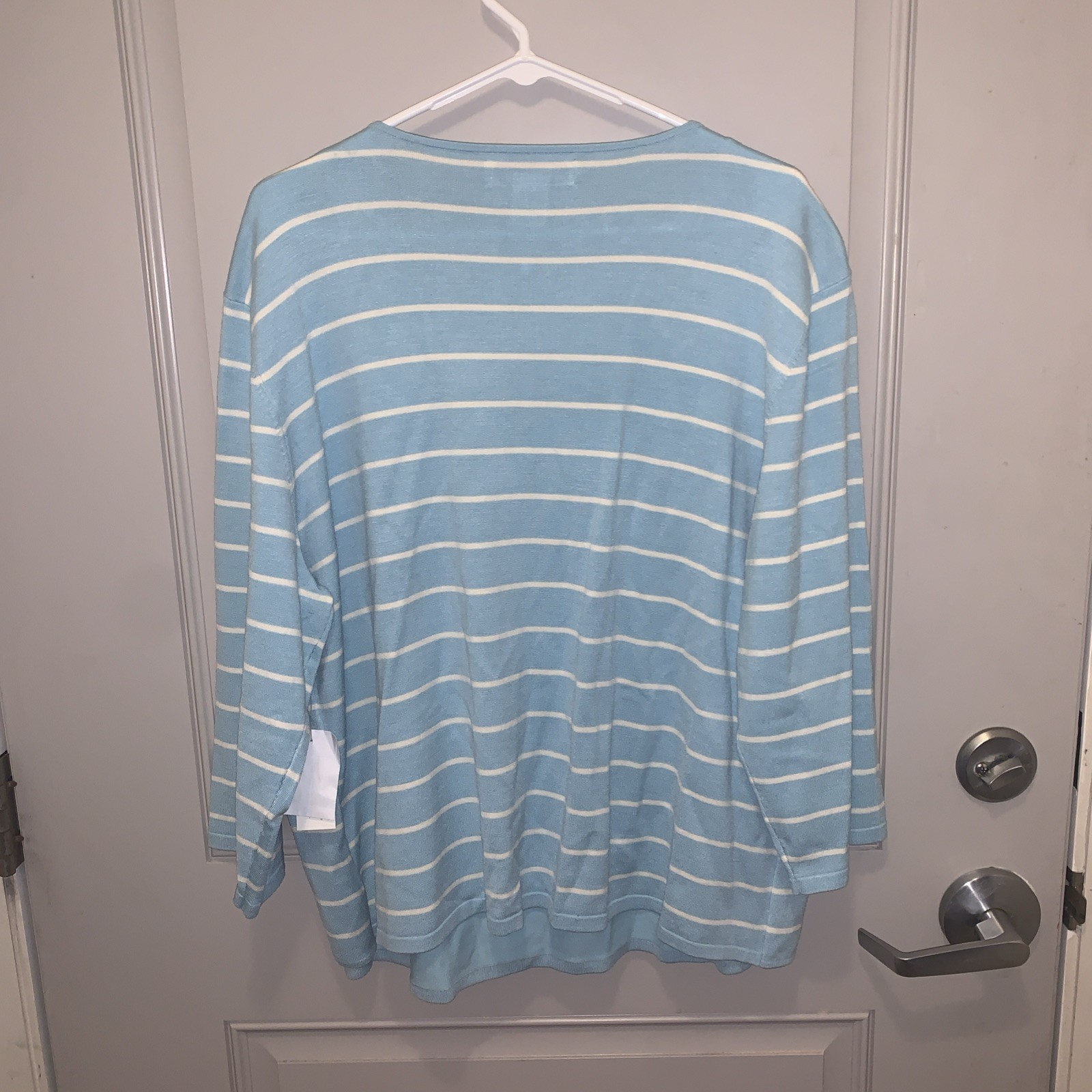 Judith Hart Women’s Blue Striped Silk Blend Blouse Size 3X Nautical Preppy