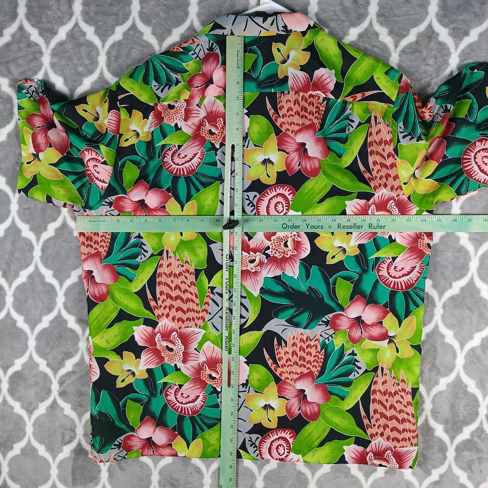 Hilo Hattie Hawaiian Shirt Women XL Green Tropical Floral Lightweight Polyester