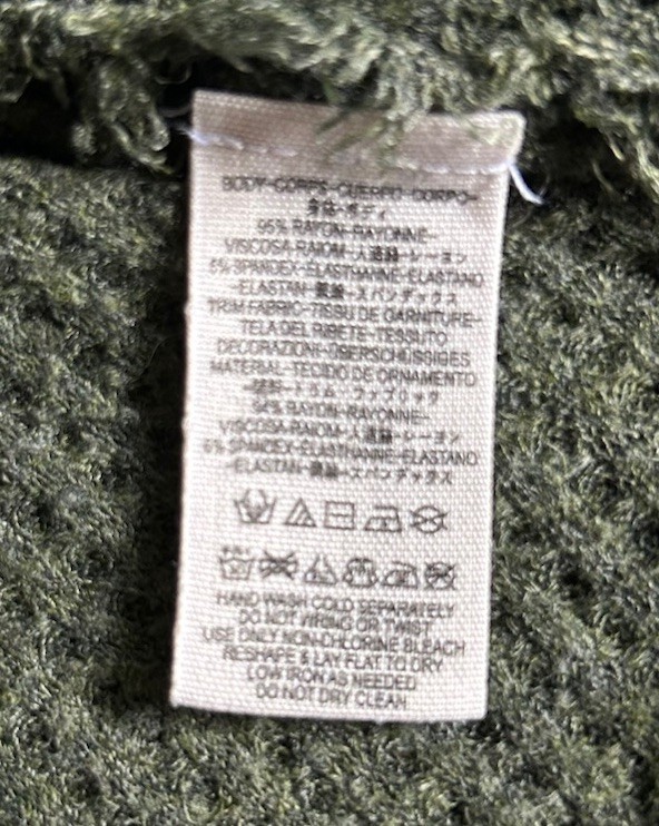 We The Free Army Green Tunic Thermal Top Ruffle Raw Edge Loose Fit Small