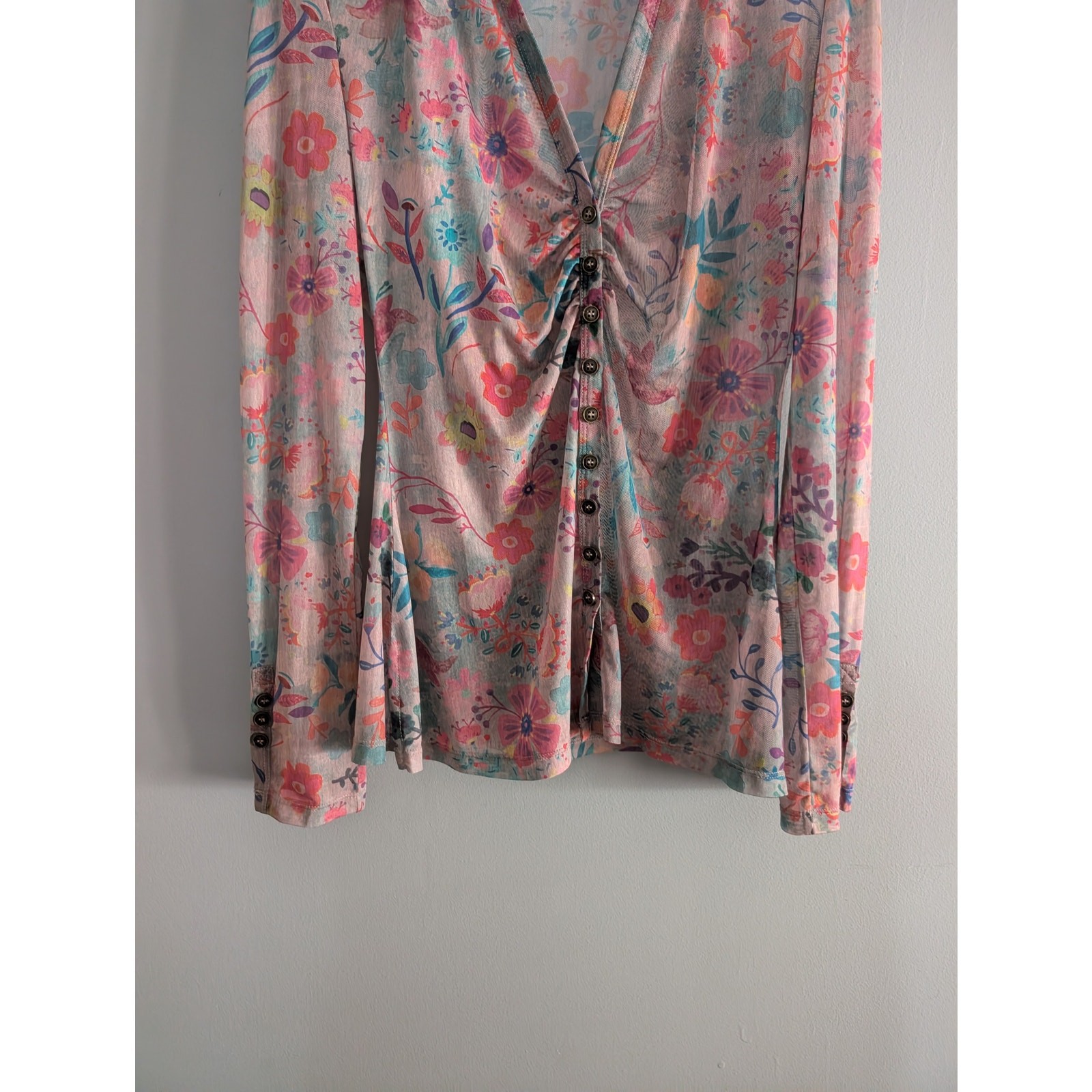 Natural Life Carina Floral Mesh Long Sleeve Top XL