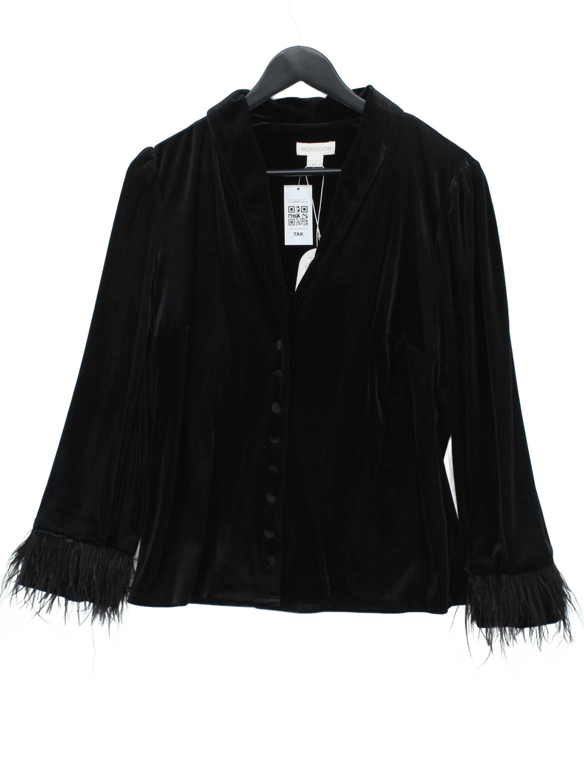 Monsoon Women’s Top UK 14 Black Polyester with Elastane Basic New with tags