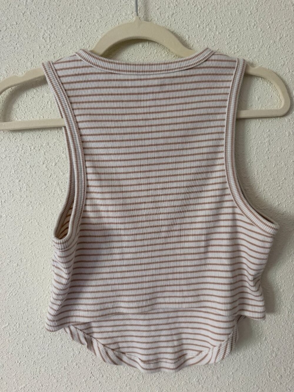 NWOT Aerie Striped Ribbed Tank Top Womens Size Large, brown and white