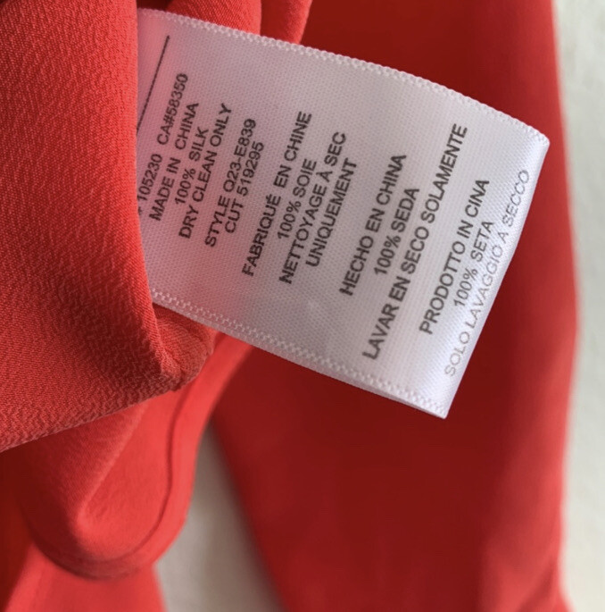 EQUIPMENT red 100% silk flare long sleeve blouse top shirt XS