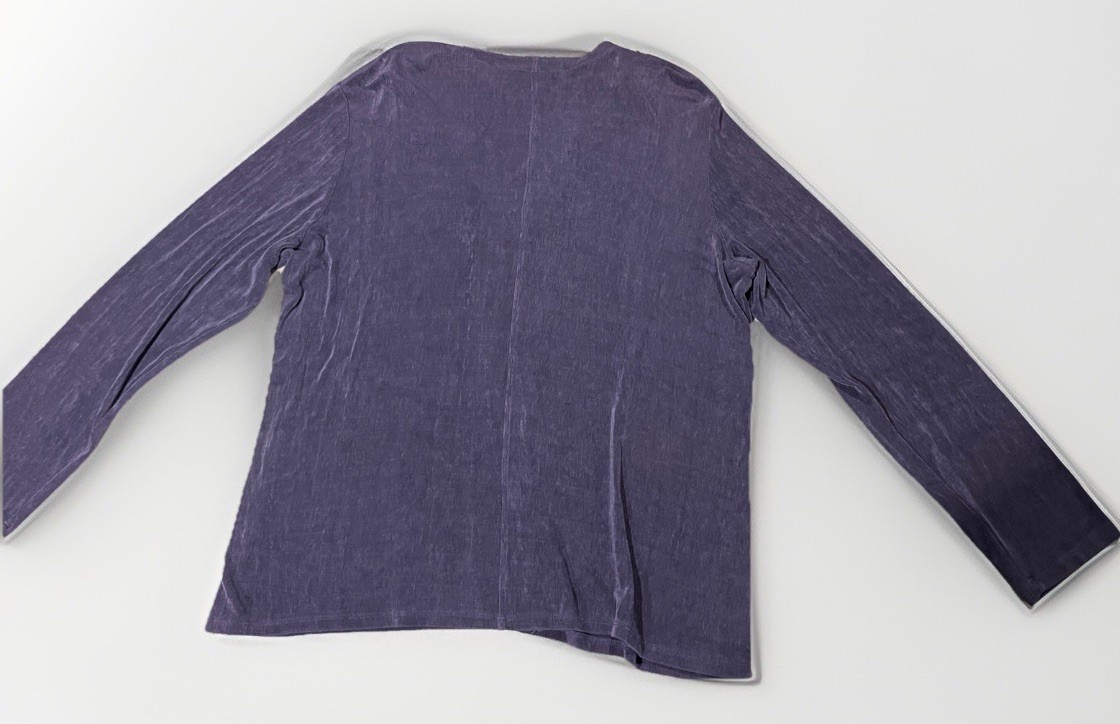Vintage Purple 90’s Boho Silky Flowy 3/4 Length sleeve Clasp Front women’s XL