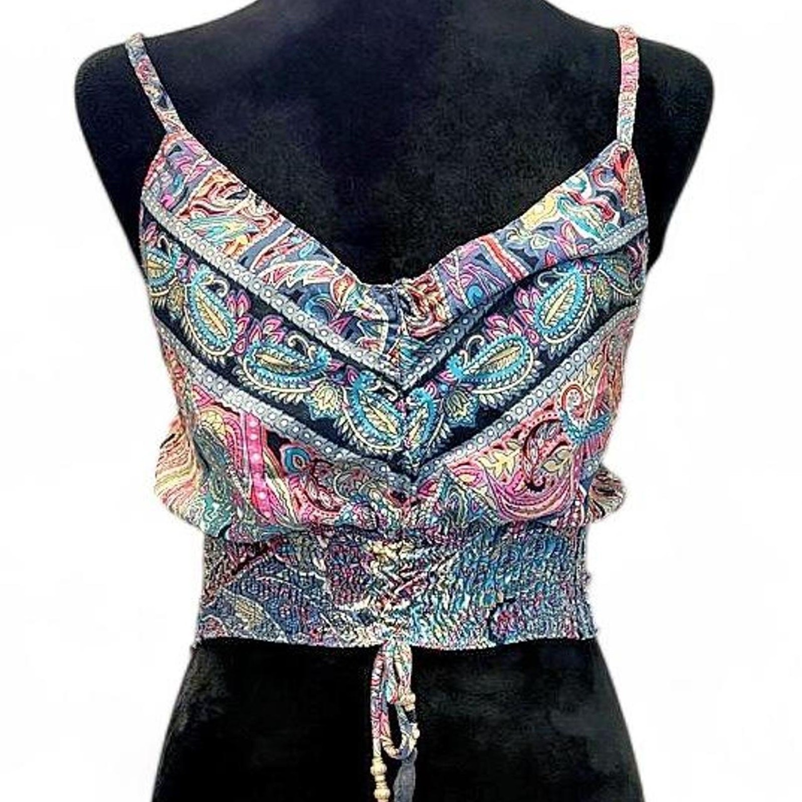 Paisley Satin Smocked Cami Tank Medium