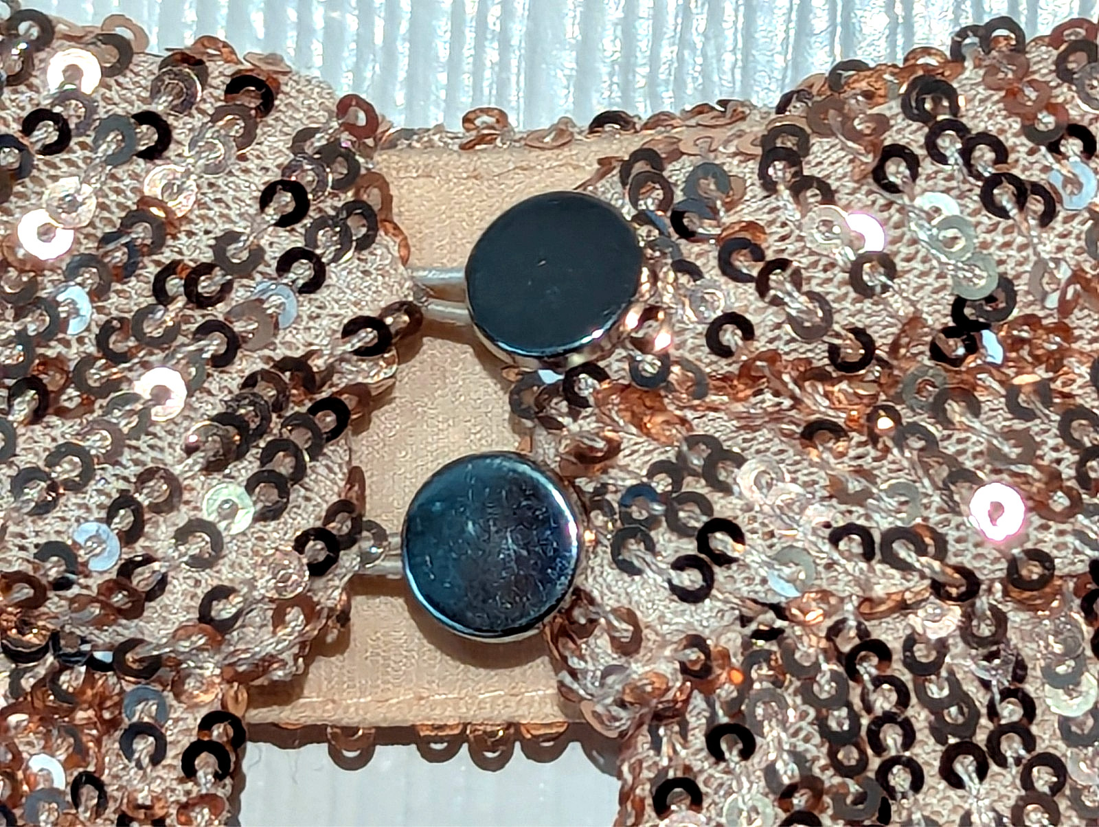 The Limited Belk Womens Gold Sequin Top Long Sleeve Sparkle Lined Extra Button M