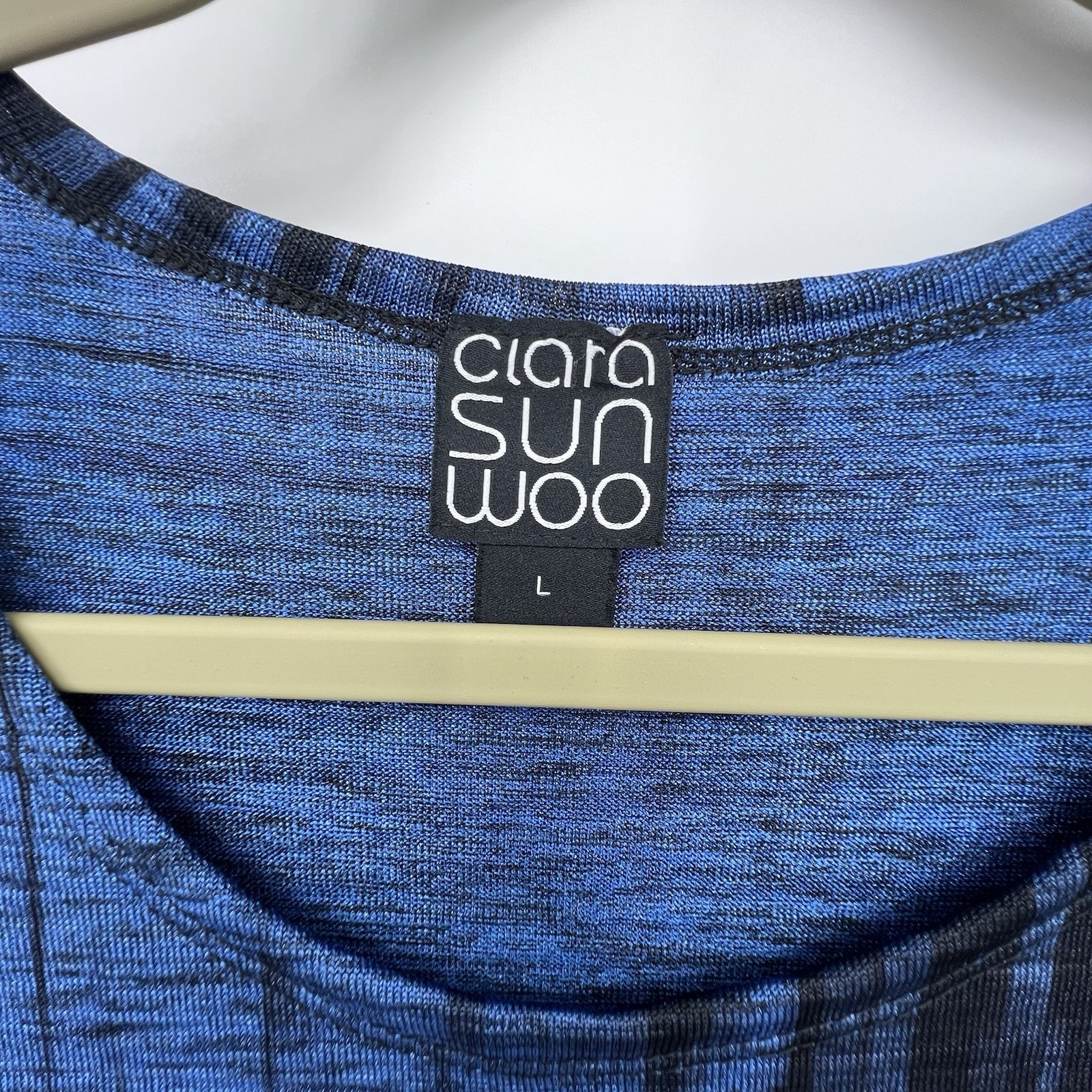 Clara Sun Woo Water Ripple Crinkle Pleat Blouson Overlay Top Sz L Side Tie Blue