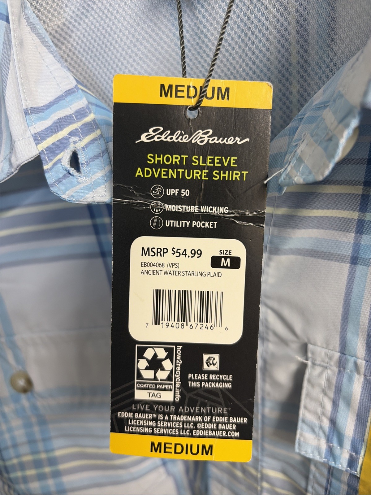 Eddie Bauer Ladies Short Sleeve Adventure Top Size M Ancient Water Starling