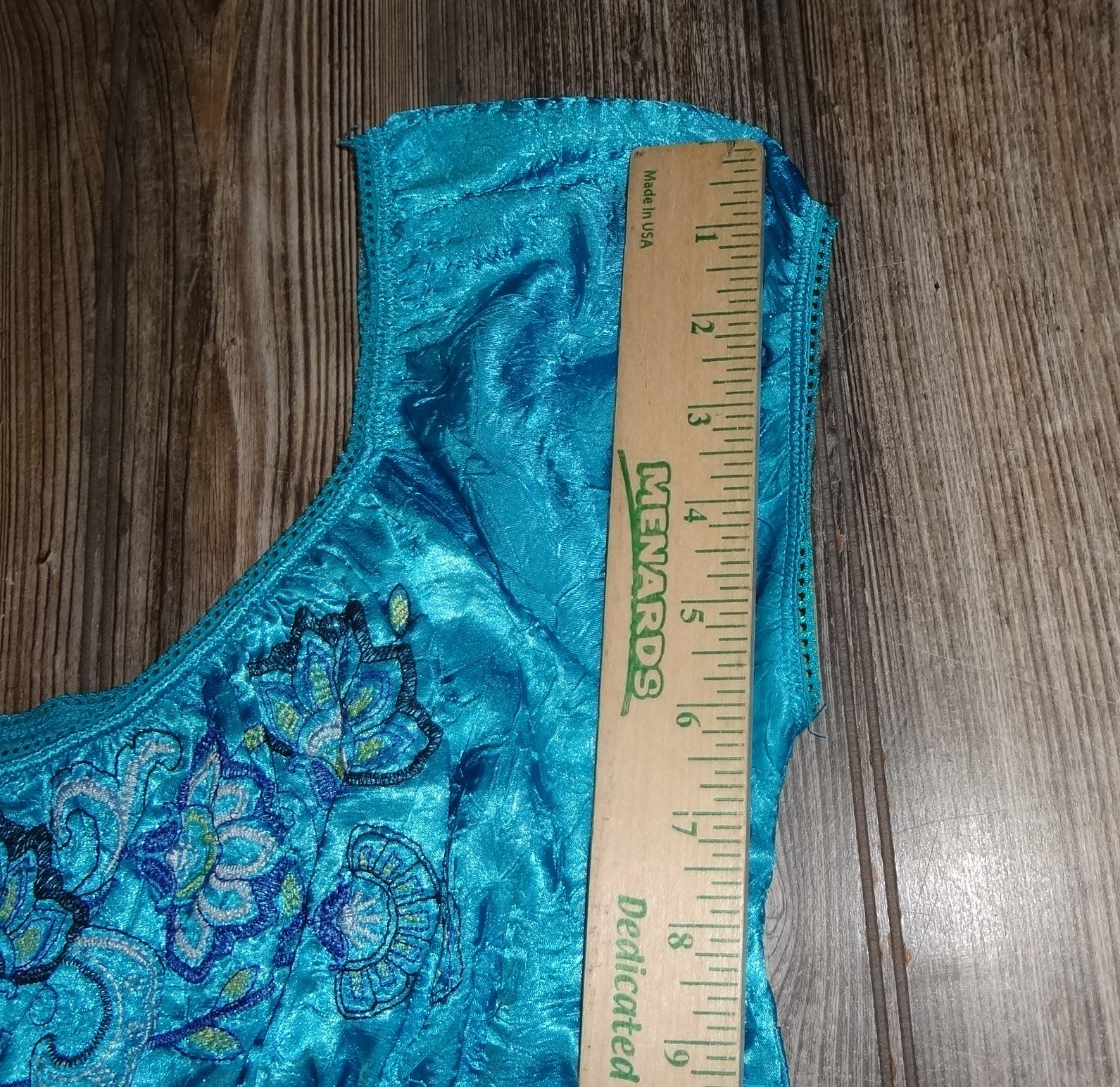 Y2K Turquoise Embroidered Empire Waist Cap Sleeve Womens Sz Medium Boho